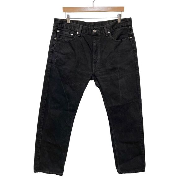 Levi’s 505 Jeans Straight Leg Black Wash Denim Men’s size 38 x 32 - Picture 1 of 11